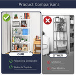 Load image into Gallery viewer, 5 Tier Foldable Storage Shelves with Wheels, Large Capacity Shelving Unit, Freestanding Metal Wire Shelf Rack, No Assembly Organizer Rack for Garage Kitchen, Basement, Pantry(White)
