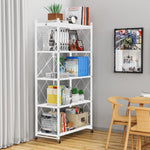 Load image into Gallery viewer, 5 Tier Foldable Storage Shelves with Wheels, Large Capacity Shelving Unit, Freestanding Metal Wire Shelf Rack, No Assembly Organizer Rack for Garage Kitchen, Basement, Pantry(White)
