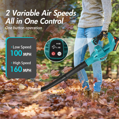 BAOKALER Cordless Leaf Blower, 160MPH 20V Handheld Electric Leaf Blowers with 2 Battery, Lightweight Battery Powered Leaf Blower