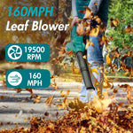 Lade das Bild in den Galerie-Viewer, BAOKALER Cordless Leaf Blower, 160MPH 20V Handheld Electric Leaf Blowers with 2 Battery, Lightweight Battery Powered Leaf Blower
