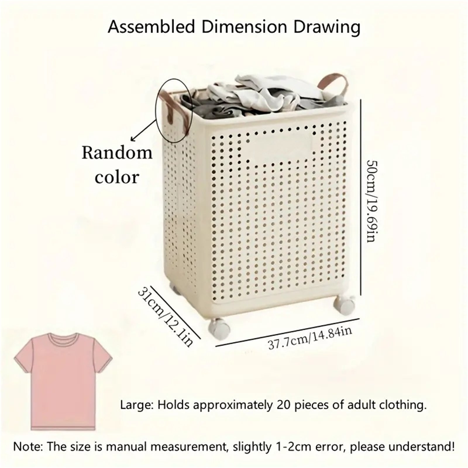 Foldable Multi-Functional Plastic Laundry Basket, Portable Clothing Storage Bin with Wheels, Large Size, Suitable for Balcony, Bathroom, and Bedroom
