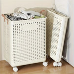 Load image into Gallery viewer, Foldable Multi-Functional Plastic Laundry Basket, Portable Clothing Storage Bin with Wheels, Large Size, Suitable for Balcony, Bathroom, and Bedroom
