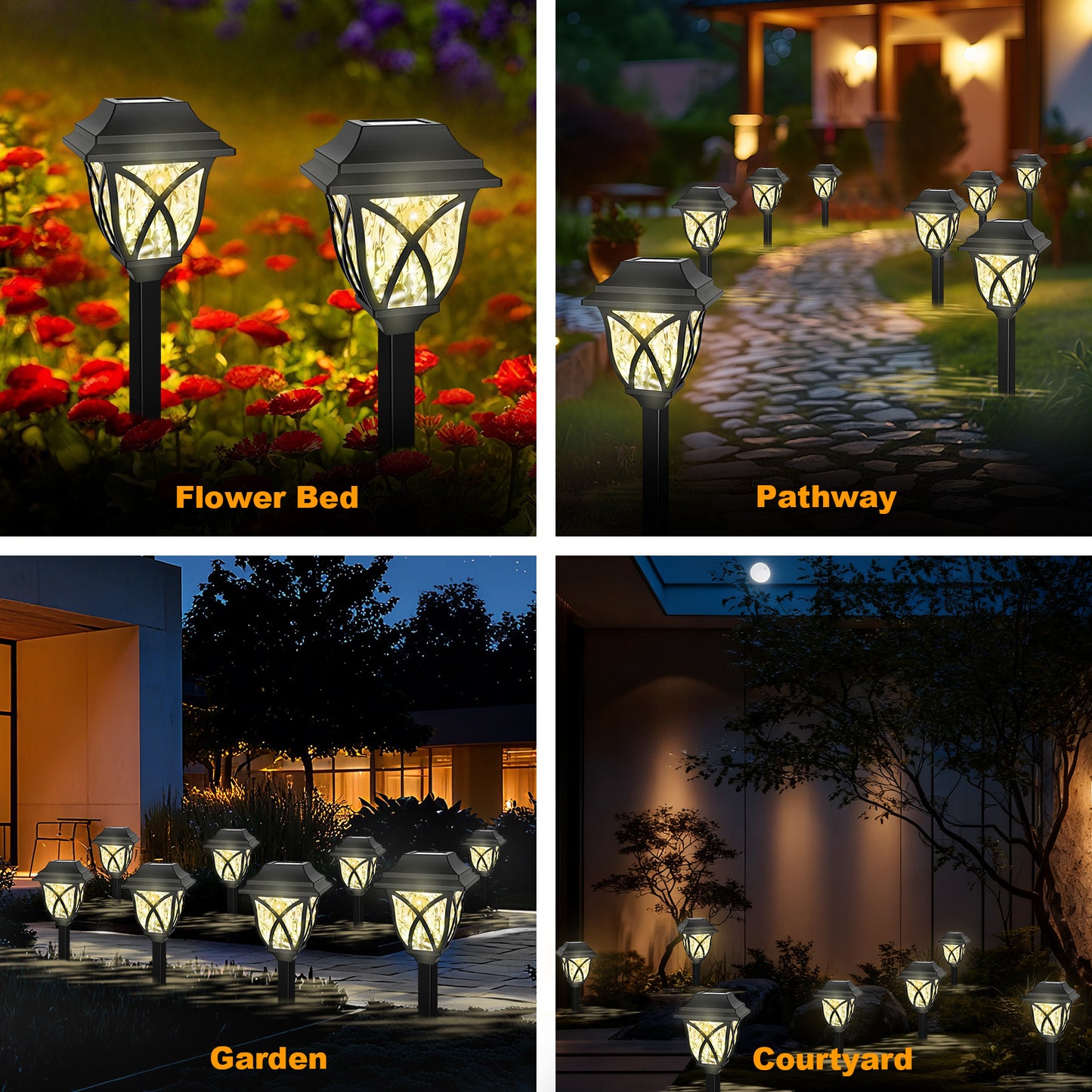 TopZoo Solar Lights Outdoor Pathway, 6 Pack Solar Garden Stake Lights for Yard Patio Walkway Planter Pool, LED Waterproof, Warm White