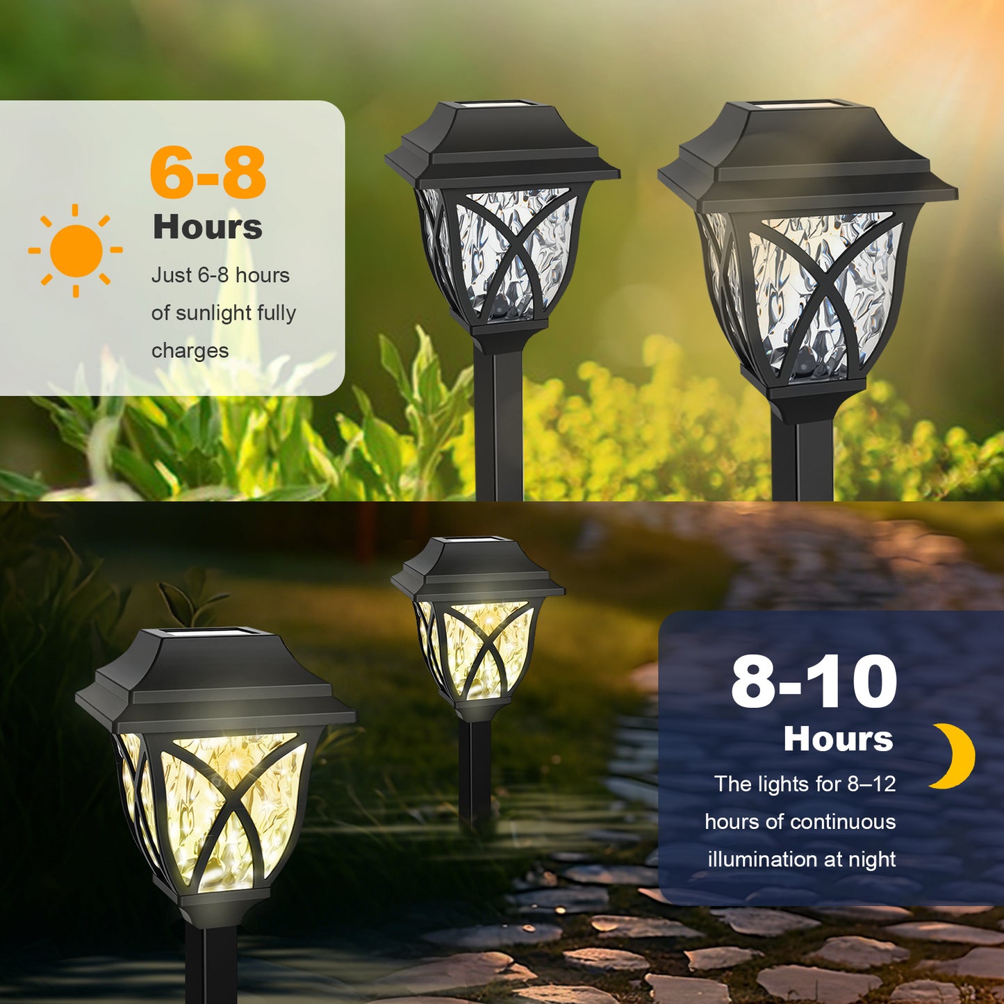 TopZoo Solar Lights Outdoor Pathway, 6 Pack Solar Garden Stake Lights for Yard Patio Walkway Planter Pool, LED Waterproof, Warm White