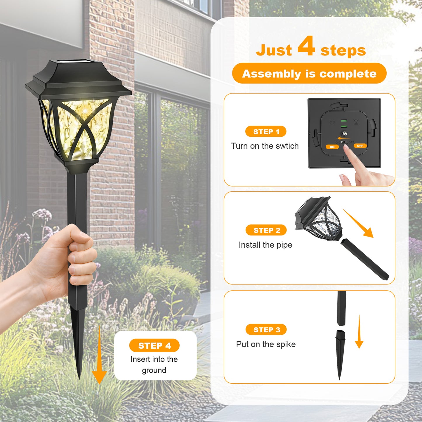 TopZoo Solar Lights Outdoor Pathway, 6 Pack Solar Garden Stake Lights for Yard Patio Walkway Planter Pool, LED Waterproof, Warm White