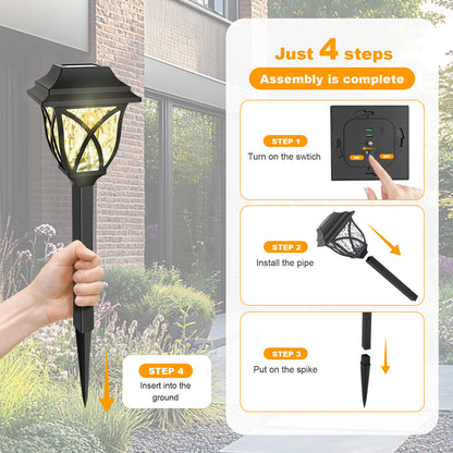 TopZoo Solar Lights Outdoor Pathway, 6 Pack Solar Garden Stake Lights for Yard Patio Walkway Planter Pool, LED Waterproof, Warm White