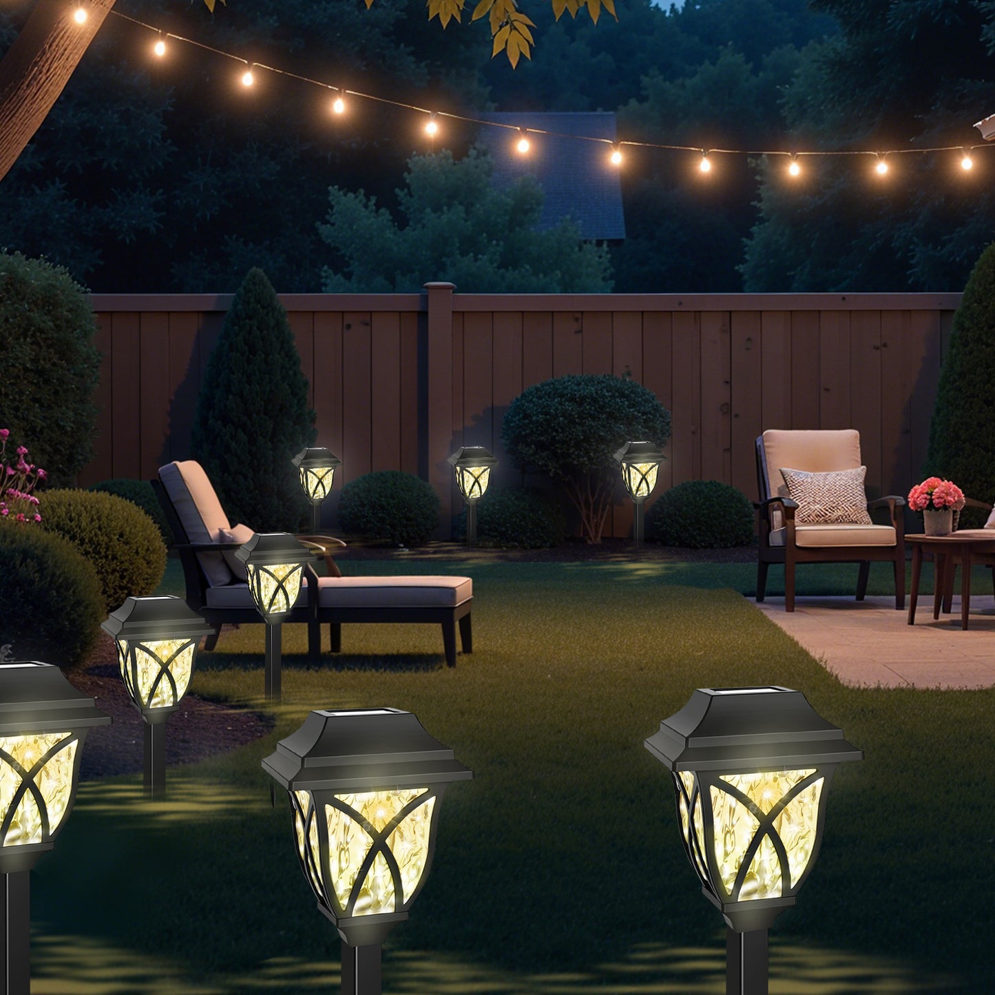 TopZoo Solar Lights Outdoor Pathway, 6 Pack Solar Garden Stake Lights for Yard Patio Walkway Planter Pool, LED Waterproof, Warm White