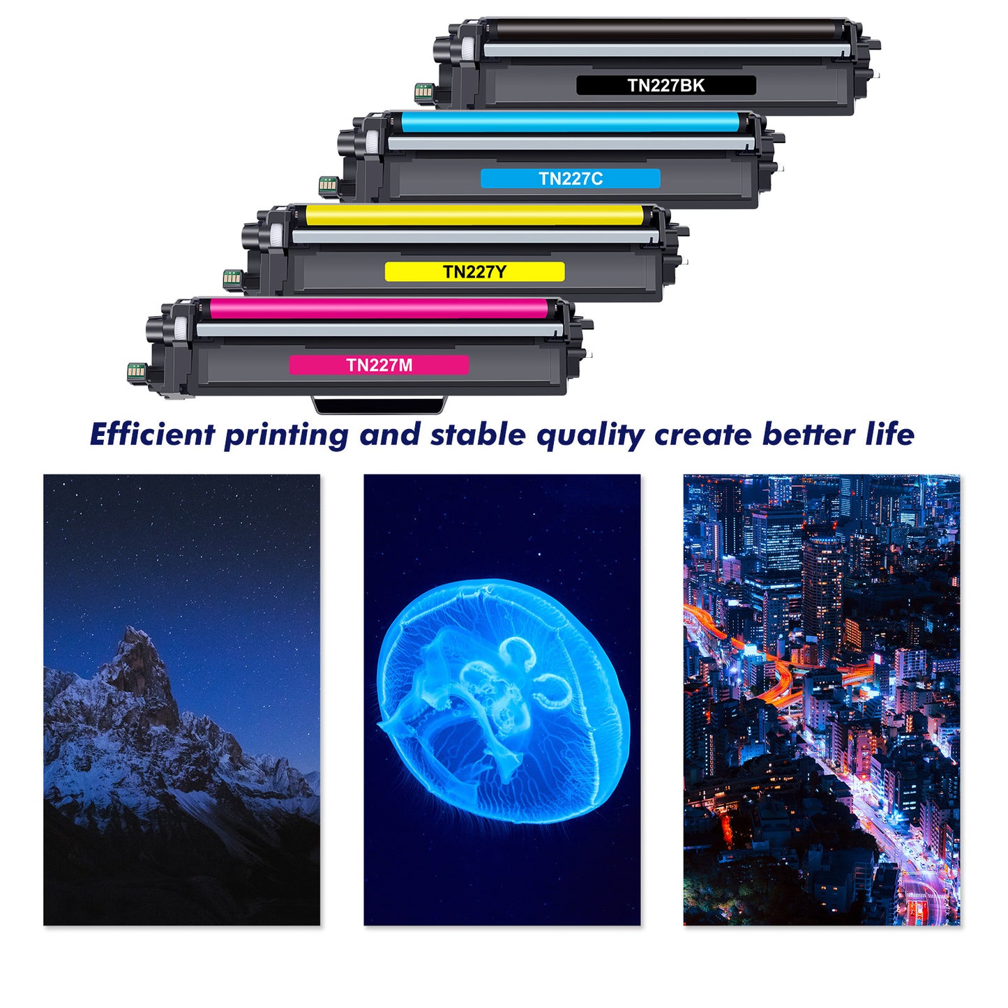TN-227 High Yield Toner Cartridge 5-Pack Compatible for Brother TN227 TN223 TN-227BK/C/M/Y HL-L3270CDW HL-L3210CW HL-L3230CDW HL-L3290CDW MFC-L3710CW MFC-L3750CDW MFC-L3770CDW Printer
