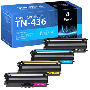 4-Pack TN436 Toner Cartridges – Black, Cyan, Yellow, Magenta For Brother MFC-L8900CDW