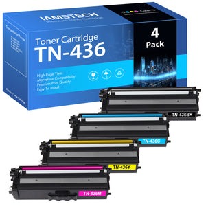 TN436 Toner 4-Pack TN433 TN431 Compatible Toner for Brother TN-436BK TN-436C TN-436Y TN-431M MFC-L8900CDW L9570CDW HL-L8360CDW L8360CDWT L9310CDW Printer Ink Black Cyan Magenta Yellow