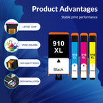 Lade das Bild in den Galerie-Viewer, 910XL Ink Cartridge High Yield Compatible for HP 910 Combo for HP OfficeJet Pro 8020 8024 8025 8028 8035 OfficeJet 8022 8010 8012 8014 8015 8018 Printer (Black, Cyan, Magenta, Yellow,4-Pack)
