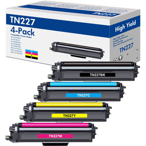 TN227 High Yield Toner Cartridge 4-Pack Compatible for Brother TN227 TN-227 TN-227BK/C/M/Y for HL-L3270CDW HL-L3210CW HL-L3230CDW HL-L3290CDW MFC-L3710CW MFC-L3750CDW MFC-L3770CDW Printer