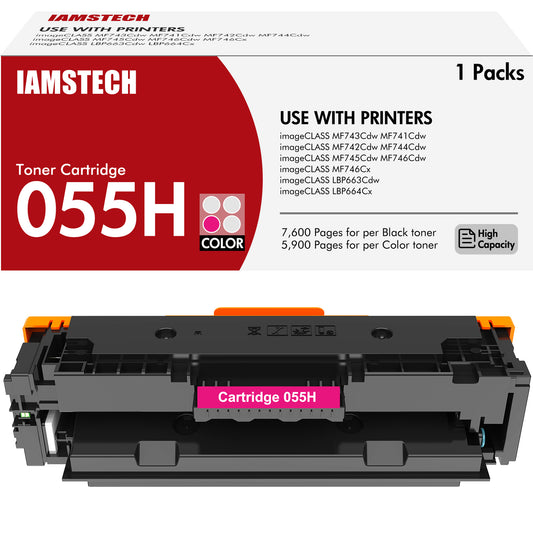 055H Toner Cartridge Compatible for Canon 055H CRG-055 for Canon imageCLASS MF743Cdw MF741CDW MF744Cdw MF745CDW LBP663CDW LBP664CX Printers (Magenta, 1-Pack)