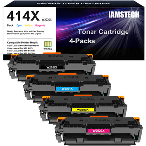 414X Toner Cartridges 4-Pack High Yield with Chip Compatible for HP 414X 414A Color LaserJet Pro MFP M479 M479fdw M479fdn M454 M454dn M454dw Enterprise MFP M480f (Black, Cyan, Magenta, Yellow)