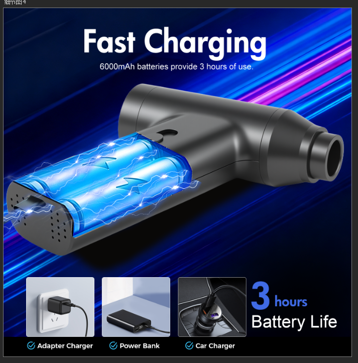 Compressed Air Duster, 300000RPM Car Vacuum Cleaner, Cordless Air Duster Cleaner Dust Blower for Computer, Keyboard, House, Outdoor and Car
