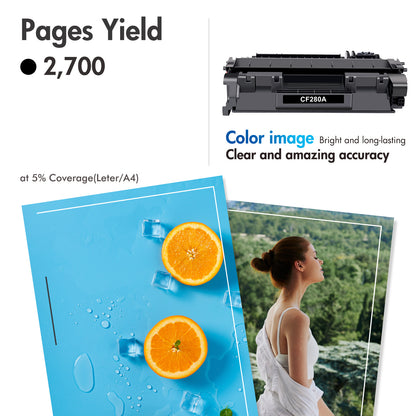 80A Toner Cartridge Black | CF280A Replacement Toner for HP 80A (CF280AD1) CF280A 80X CF280X for HP Pro 400 M401A M401D M401N M401DNE MFP M425DN Printer Ink (2-Pack)
