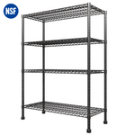 Lade das Bild in den Galerie-Viewer, Storage Shelves, 4 Tier 43.3"×17.7"×63" Metal Shelves for Kitchen, Adjustable Heavy Duty Steel Wire Rack Storage Shelving Organizer, Black
