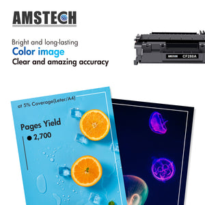 Amstech 5-Pack Compatible Toner for HP 80A CF280A Laserjet Pro 400 M401a M401d M401n M401dn M401dne M401dw Laserjet Pro 400 MFP M425DN M425dw Printer High Yield(Black)