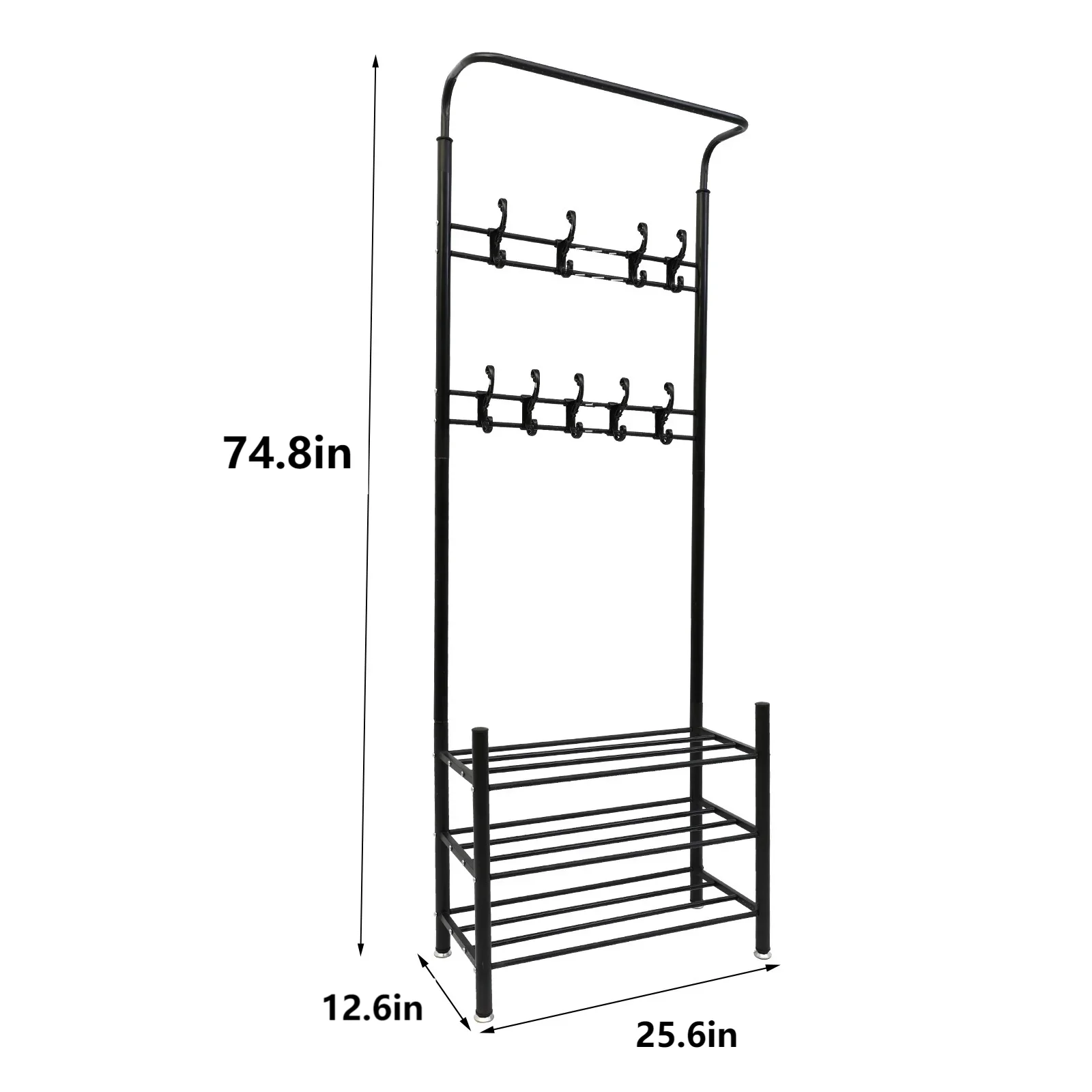 Also go 3-in-1 Coat Rack Shoe Bench Entryway Hall Tree with 9 Hooks and 3-Tier Shoe Storage Bench, Metal Coat Hat Stand Rod for Hanging Jacket, Easy Assembly, Black