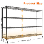 Lade das Bild in den Galerie-Viewer, Storage Shelves Metal Shelving Unit with Wheels, 4 Tier Shelving Heavy Duty Wire Shelves for Garage, 59"×24"×75.6", Black
