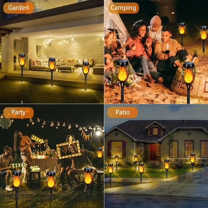 8 Packs Solar Tiki Torch Lights with Flickering Flame, Waterproof H-alloween Solar Lights Outdoor, Solar H-alloween Pathway Lights, H-allowee Decor Lights for Garden, Lawn, Patio, Yard