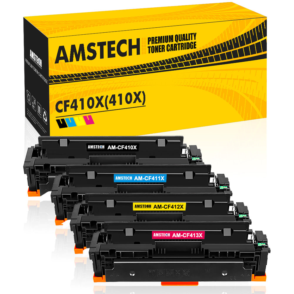 Amstech Compatible for HP 410A CF410A 410X CF410X Cartridge HP Color Laserjet Pro MFP M477fdw M477fnw M477fdn M477, M452dw M452nw M452dn M452 M377dw Printer Ink (CF410X CF411X CF412X CF413X)