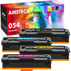 Amstech Compatible Toner Cartridge Replacement for Canon 054 054H Cartridge 054 Toner MF644Cdw Canon Color ImageCLASS MF644Cdw MF642Cdw LBP622Cdw MF642 MF644 Toner (Black Cyan Yellow Magenta, 4-Pack)