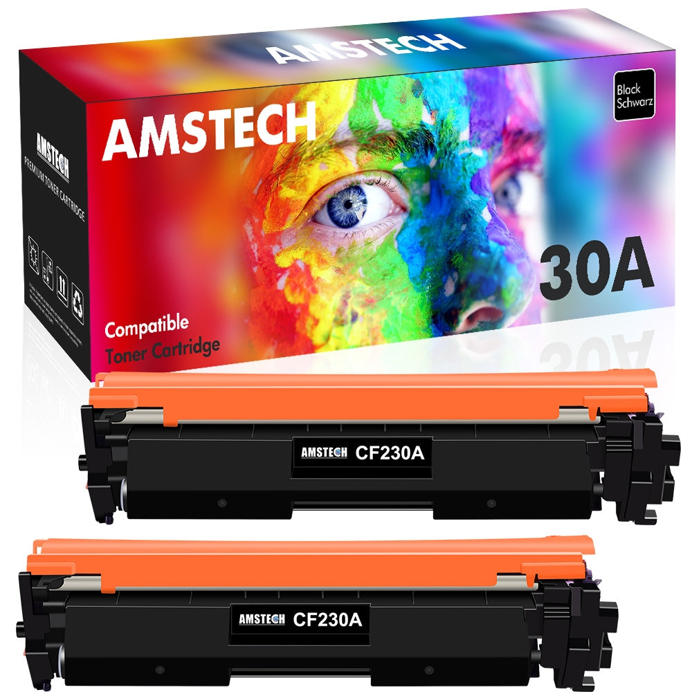 30A CF230A Toner Cartridge Black 2-Pack Replacement for 30A CF230A Works with Pro MFP M227fdw M203dw M227fdn M203dn M227sdn M203d M227 M203 Series Printer Ink