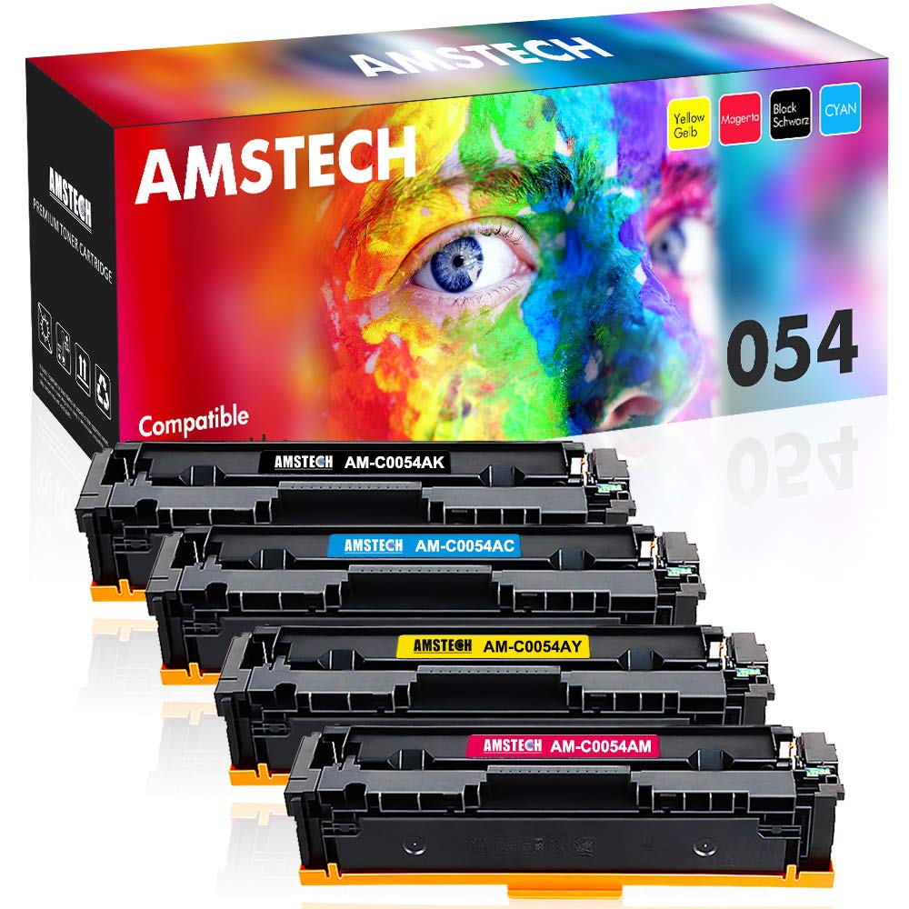 Amstech Compatible Toner Cartridge Replacement for Canon 054 054H MF644Cdw Cartridge 054 Canon ImageCLASS MF644Cdw LBP622Cdw MF642Cdw MF640C MF641Cw Ink Printer (Black Cyan Yellow Magenta, 4-Pack)