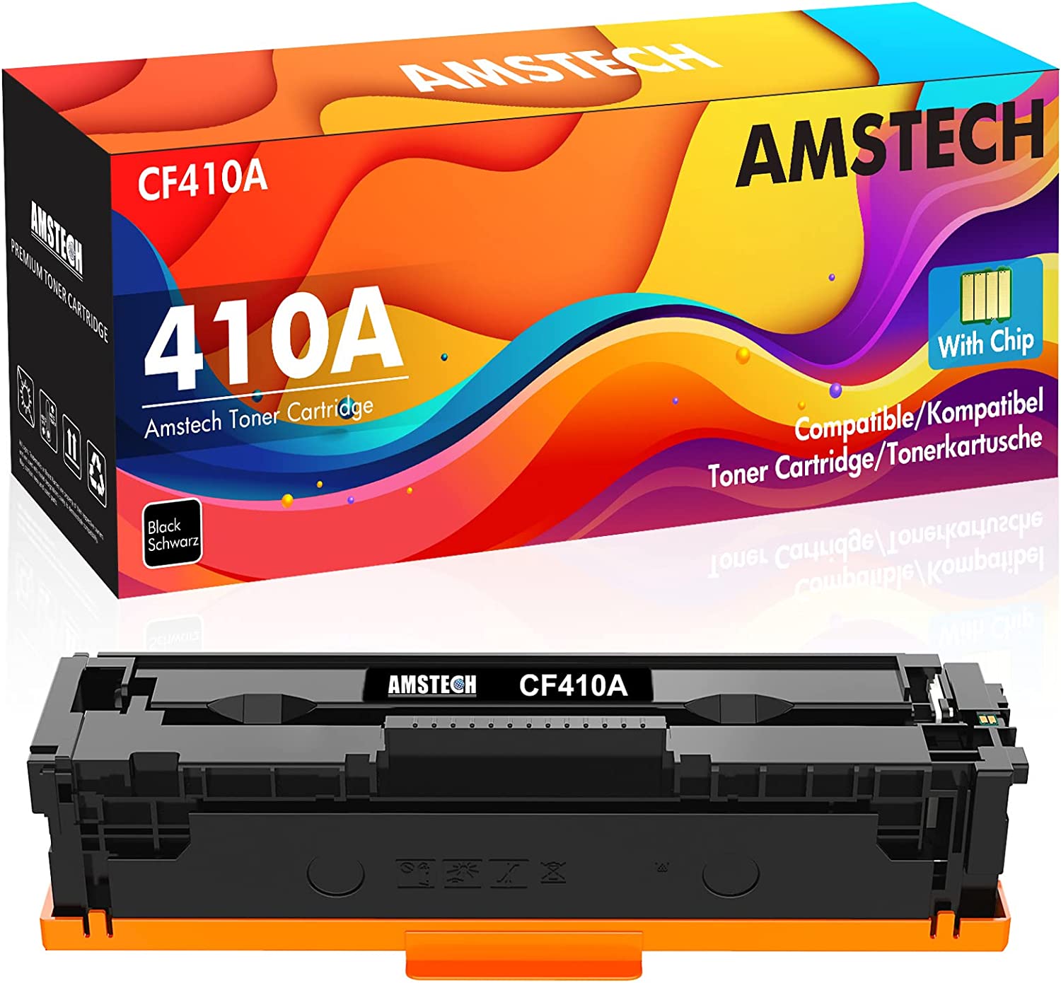 410A (CF410A) 410X CF410X Toner Cartucce di Ricambio per Color Laserjet Pro MFP M477fdw M477fdn M477dw M452dn M452dw M477fnw M452nw M377dw Stampante ( 1-Pack, Nero )